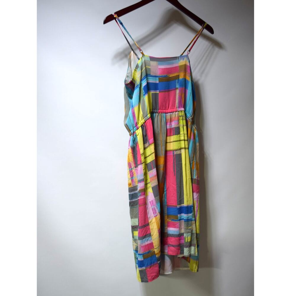 Trina Turk Multicolor Abstract Plaid Sleeveless Dress Size 6 Silk Blend - Picture 4 of 4
